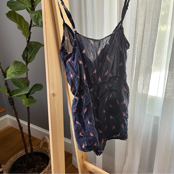 Marc By Mace Jacobs Silk Navy And Bird Graphic Swim Coverup Romper - Picture 5 of 9